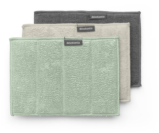 Brabantia sinkside microvezeldoekjes - set van 3 - 16 x 22 cm - soft beige dark grey jade green