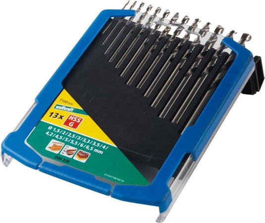 Wolfcraft - metaalborenset ø 1,5–6,5 mm - 13 delig - metaalboren set hss geslepen - 7100000