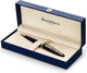 Waterman carène zwarte zee balpen | hoogglans zwart met 23-karaats gouden clip | mediumpunt met blauw inktpatroon | geschenkverpakking