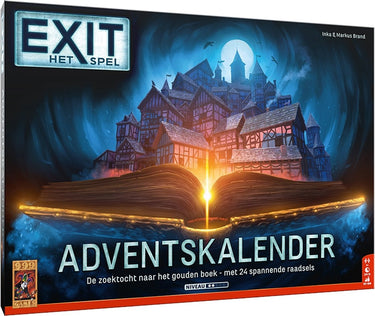 999games 999 games - exit: adventskalender - de zoektocht naar het gouden boek - escape room spel - adventskalender - 24 dagen, 24 uitdagingen - gezelschapsspel