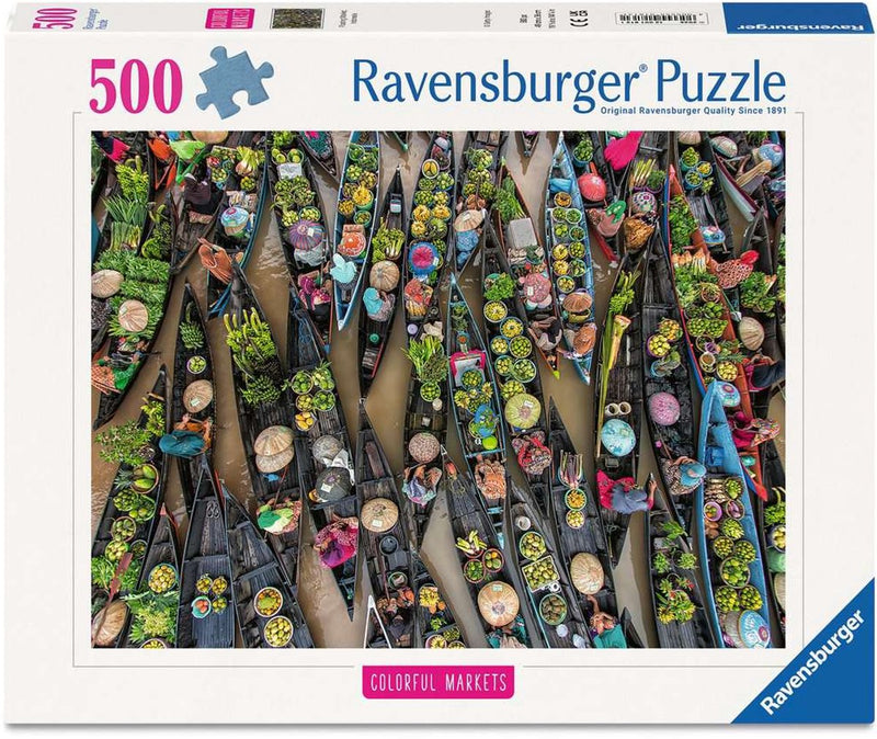 Afbeelding laden in galerijviewer, Ravensburger – drijvende markt, indonesië – legpuzzel – 500 stukjes

