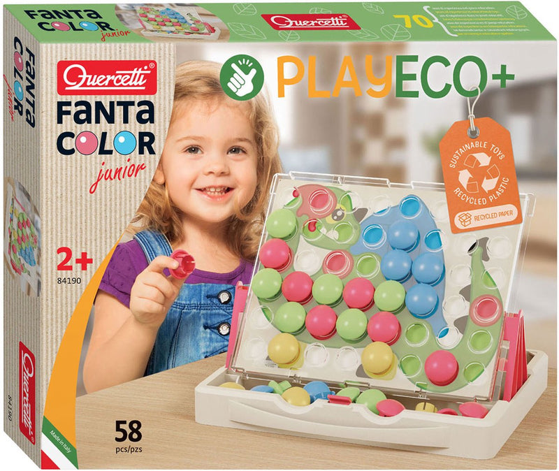 Afbeelding laden in galerijviewer, Quercetti play eco+ fantacolor insteek mozaïek junior (58-delig)
