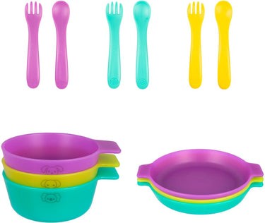 Playgro first fun kinderservies set - 11-delig - kommen, bordjes bestek - vaatwasser- magnetronbestendig - bpa-vrij