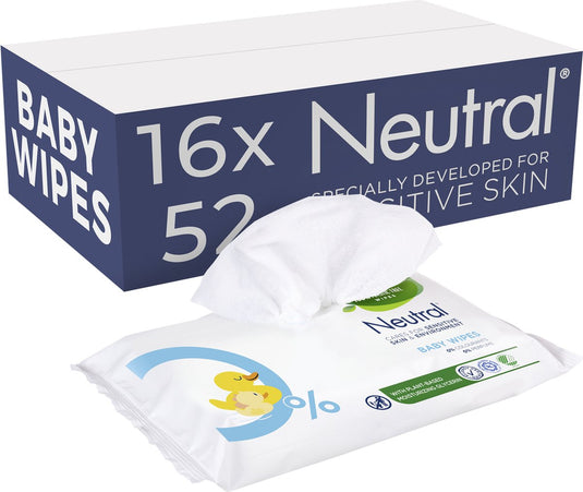 Neutral - baby wipes - parfumvrij - 16 x 52 stuks - voordeelverpakking