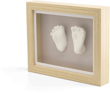 Happy hands - baby 3d hand- voetafdruk lijst – houten frame met plexiglas – inclusief huidvriendelijk alginaat gips – makkelijk diy herinnering – perfect kraamcadeau (24,5x19,5x4 cm)
