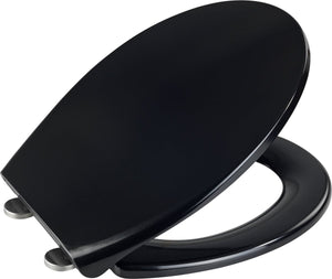 Wenko wc bril vorno neo zwart - antibacterieel zwart duroplast - easy-close softclose sluiting - fix-clip bevestiging afklikbaar in rvs - toiletbril zwart - toiletzitting zwart - wc bril zwart