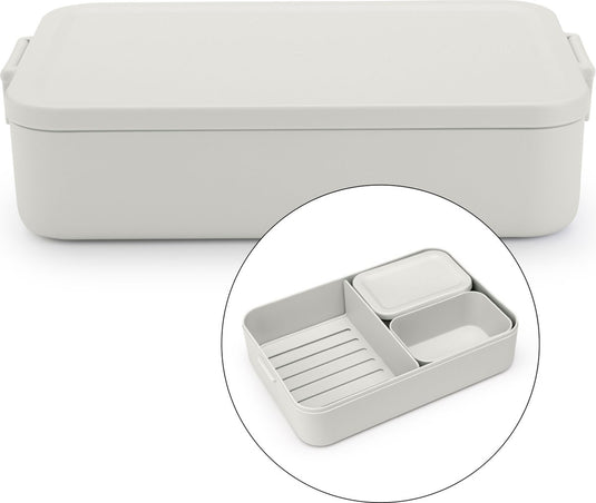 Brabantia make take bento lunchbox broodtrommel - incl bentobox - large - kunststof - light grey