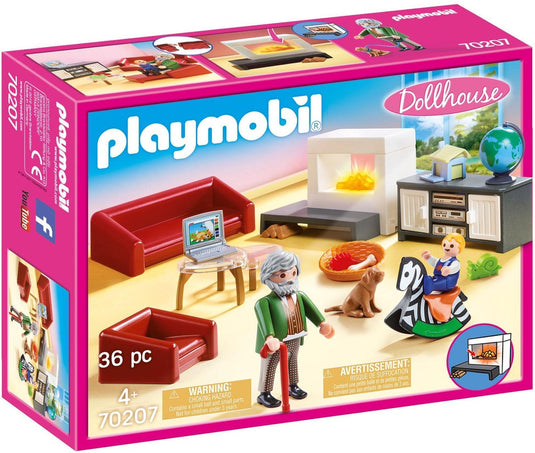 Playmobil dollhouse huiskamer met openhaard - 70207
