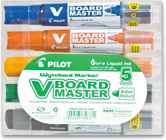 Pilot v-board master – whiteboard marker 5x set – medium bullet tip