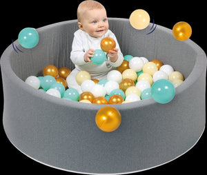 Ludi - ballenbak met 100 ballen - ballenbad - zachte rand - diameter 90 cm - babyspeelgoed - peuterspeelgoed - kleuterspeelgoed - vanaf 6 maand