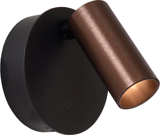 Lucide toni - oplaadbare wandspot wandlamp - accu batterij - ø 8,1 cm - led dimbaar - cct - 1x2w 2700k 4000k - magnetisch - koffie
