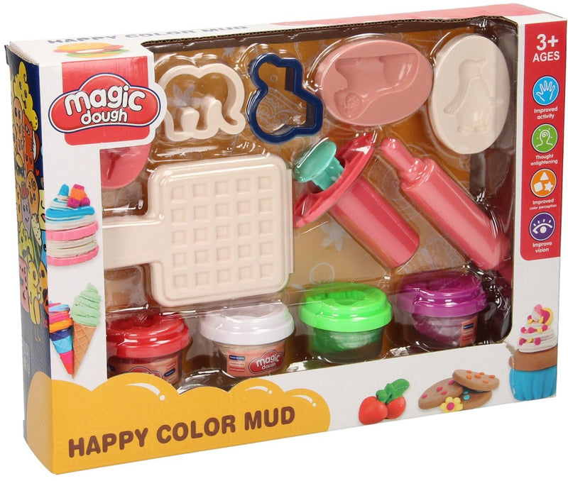 ギャラリービューアに画像をロードする, Lobbes speelgoed bv lobbes kleiset wafelijzer speelset - 4 kleuren klei en gereedschap.
