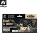 Vallejo model color black white - 8 kleuren - 17ml - 70151
