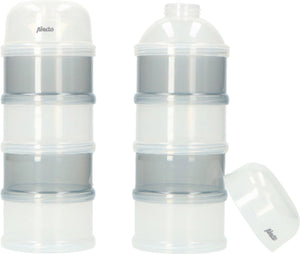 Alecto bf-4 2x - duo verpakking melkpoedertoren - 2x 4 grote stapelbare bakjes - wit grijs