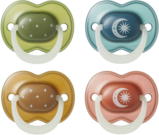 Tommee tippee nightglow gloeit in het donker fopspeen - 18-36 maanden - 4 stuks - orthodontische speen -100% bpa-vrij - nachtkleuren