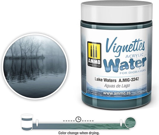Ammo by mig jimenez modelbouwdecoratie - mig 2242 lake waters - vignettes acrylic texture - 100ml effecten potje