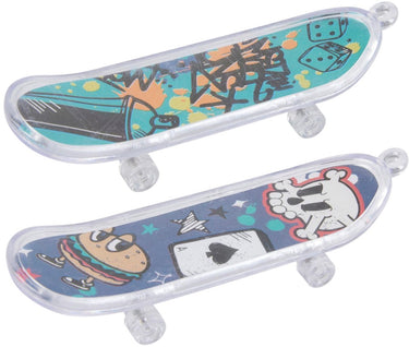 Eddy toys vingerskateboard set 2 stuks - finger skateboard met prints - mini skateboard speelgoed voor kinderen - fingerboard set met gave designs - kunststof - 9,5 cm