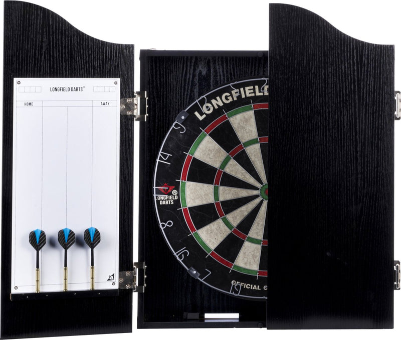 ギャラリービューアに画像をロードする, Engelhart houten cabinet met sisal dartbord incl. dartset
