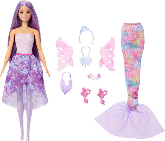 Barbie pop fantasiemodeset - waaronder zeemeerminnenstaart en feeënvleugels
