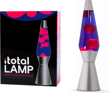 I-total lavalamp - lava lamp - sfeerlamp - 40x11 cm - glas aluminium - 30w - paars met roze lava - zilvergrijs - xl2343
