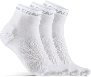 Craft fietssokken zomer unisex wit - core dry mid sock 3-pack white-34 36