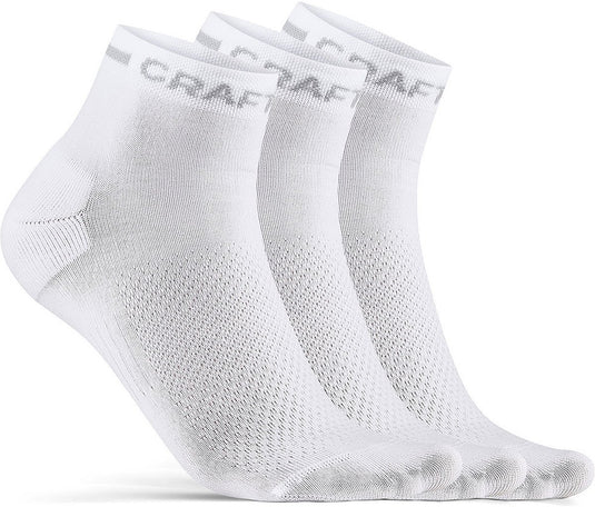 Craft fietssokken zomer unisex wit - core dry mid sock 3-pack white-34 36
