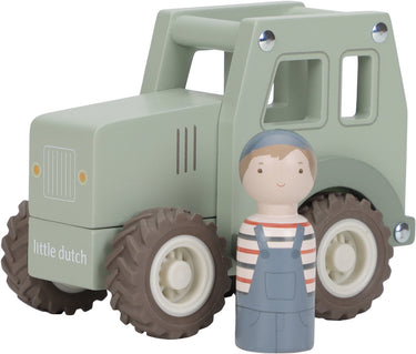 Little dutch tractor - hout - 11x13x8cm - met poppetje - 18m+