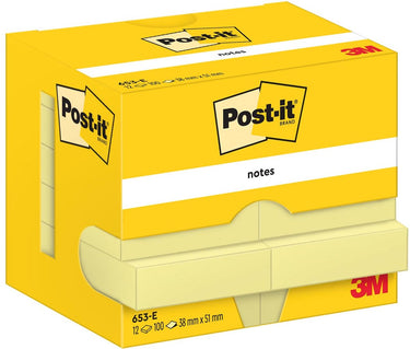 Post-it zelfklevende memoblaadjes 653-e 38x51mm effen geel
