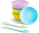 Munchkin kinderserviesset love-a-bowls - 10-delig serviesset voor kinderen - 4 schaaltjes, 2 lepeltjes en 4 dekseltjes - kinderservies - vanaf 4 maanden - vaatwasserbestendig - magnetronbestendig