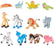 Eddy toys dieren speelgoed set - cartoon dierenfiguren voor kinderen - mini dieren in boerderij, jungle en zee thema - set van 4 dierenfiguurtjes - kunststof - 1 willekeurige set