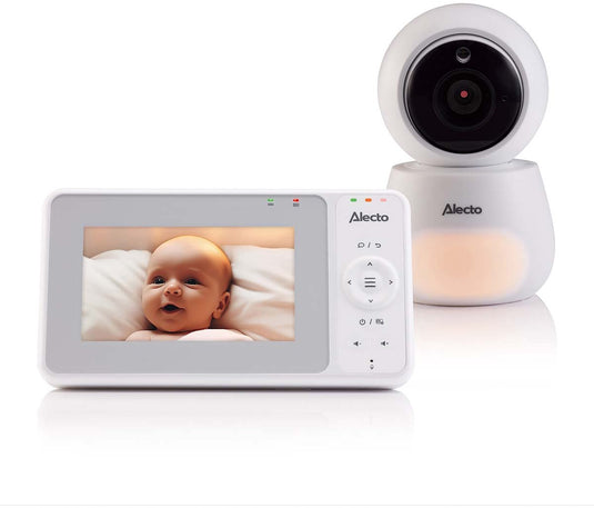 Alecto babyfoon met camera - dvm2043 - 4.3 inch scherm - op afstand bestuurbaar - uitbreidbaar tot 4 camera's - nachtlampje - wit