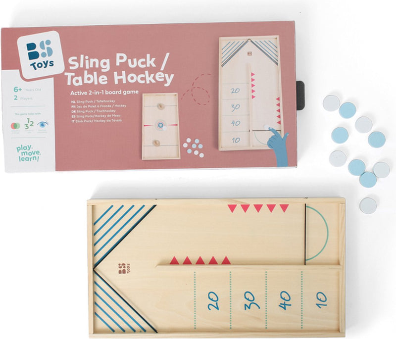 Afbeelding laden in galerijviewer, Bs toys slingpuck en tafelhockey actiespel - 2-in-1 bordspel - kinder speelgoed - vanaf 6 jaar - 2 spelers
