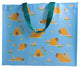 Puckator boodschappentas shopper - capybara zwemmen bloemen - duurzaam - lichtblauw bruin - 33x39x17cm