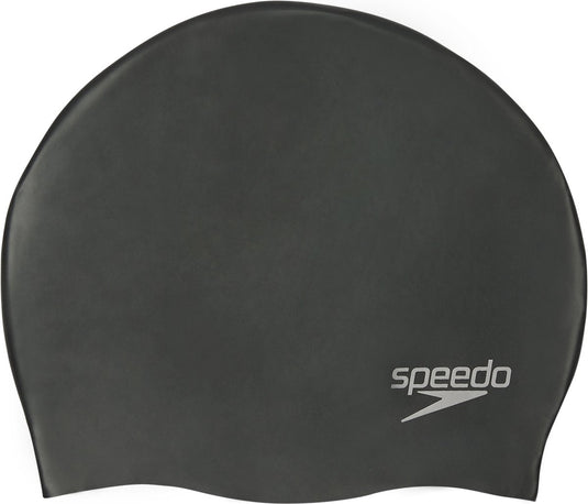 Speedo plain moulded silicone cap badmuts - zwart