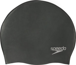Speedo plain moulded silicone cap badmuts - zwart