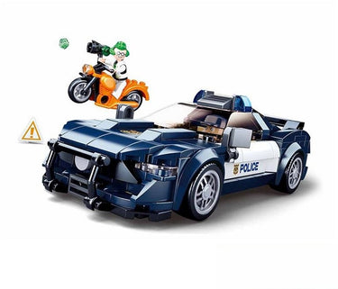 Sluban town snelle politieauto bouwspeelgoed kinderen vanaf 6 jaar – constructiespeelgoed modelbouw politieauto – bouwdoos met 284 bouwstenen en 2 minifiguren – m38-b1063