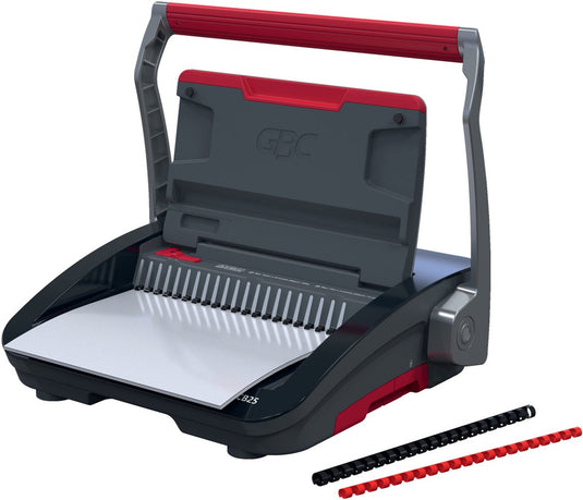 Gbc combbind® cb25 handmatige inbindmachine - plastic bindruggen - 390 vel - zwart rood