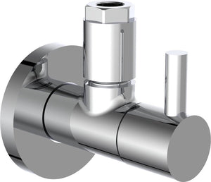 Kirchhoff hoekstopkraan rond - van messing met rozet - 1 2 x 3 8 of 10 mm - chroom