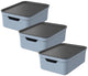 Rotho jive opbergboxen set van 3 opbergdozen 10 l met deksel, kunststof (pp gerecycled), blauw antraciet, 3 x 10 l, 36,5x26,5x13cm