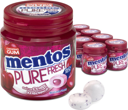 Mentos gum pure fresh cherry - kauwgom - suikervrij - 8x50stuks