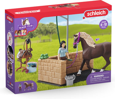 Schleich horse club - speelfigurenset - wasplaats met horse club emily luna - kinderspeelgoed voor jongens en meisjes - 5 tot 12 jaar - 14 onderdelen - 42438