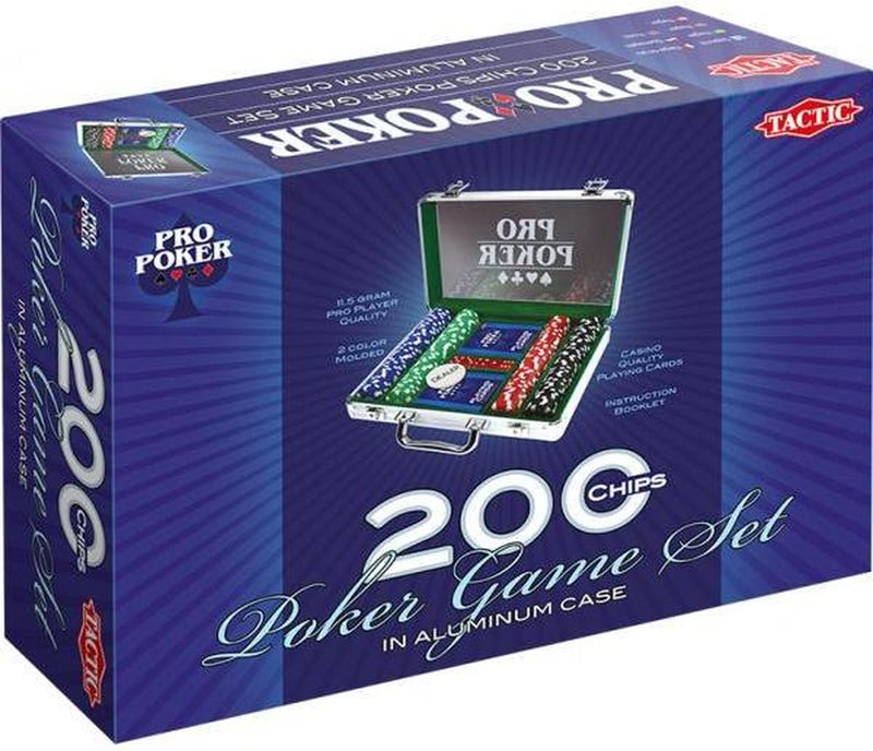 Afbeelding laden in galerijviewer, Tactic pro poker set – pokerset – luxe aluminium koffer – 200 chips van 11,5 gram – inclusief kaarten, dobbelstenen en dealer button – vanaf 14 jaar

