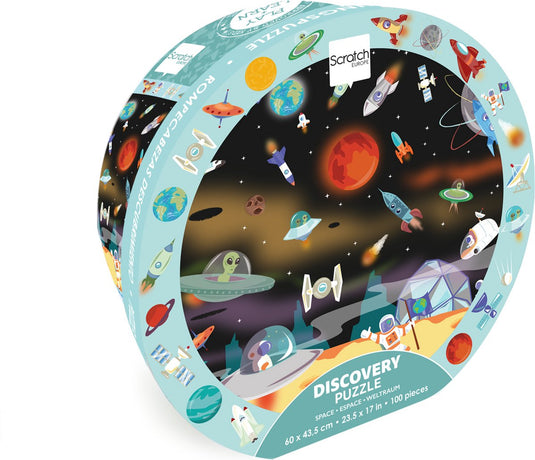 Scratch discovery puzzel - ruimte - 60x43,5cm - 100 stukjes - 5 jaar