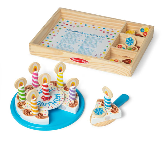 Melissa doug - houten verjaardagstaart - 34-delig - met opbergkist