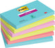 Post-it® 3m post-it memoblok miami, 76x127mm, assorti, pak à 6 stuks