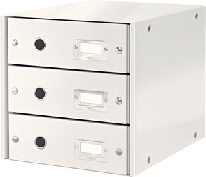Leitz wow click store ladekast met 3 laden - 81% gerecycled karton - voor a4 formaten - ruimtebesparende opberger - wit