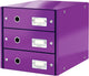 Leitz wow click store ladekast met 3 laden - 81% gerecycled karton - voor a4 formaten - ruimtebesparende opberger - paars