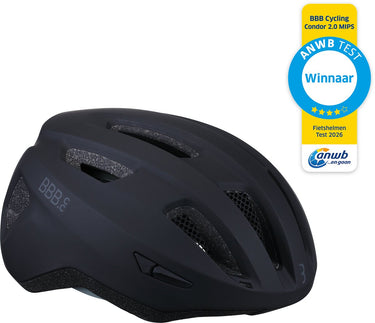 Bbb cycling condor 2.0 mips fietshelm - voor racefiets, mountainbike en ebike - winnaar anwb fietshelmentest 2026 - dames heren - large - mat zwart - bhe-174