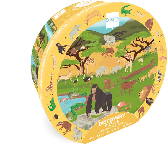 Scratch discovery puzzel - savanne - 60x43,5cm - 150 stukjes - 6 jaar