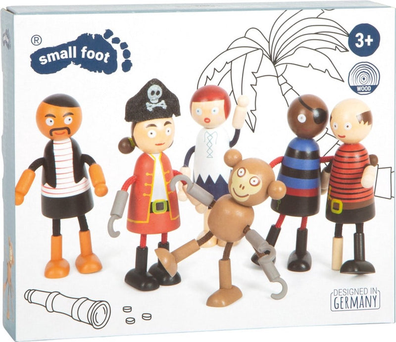 ギャラリービューアに画像をロードする, Small foot - houten poppetjes piraat buigbaar, 6st.
